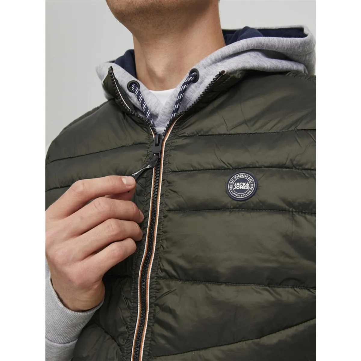 12211790 JJEHERO BODYWARMER COLLAR NOOS ROSIN CONTRAST ZIP