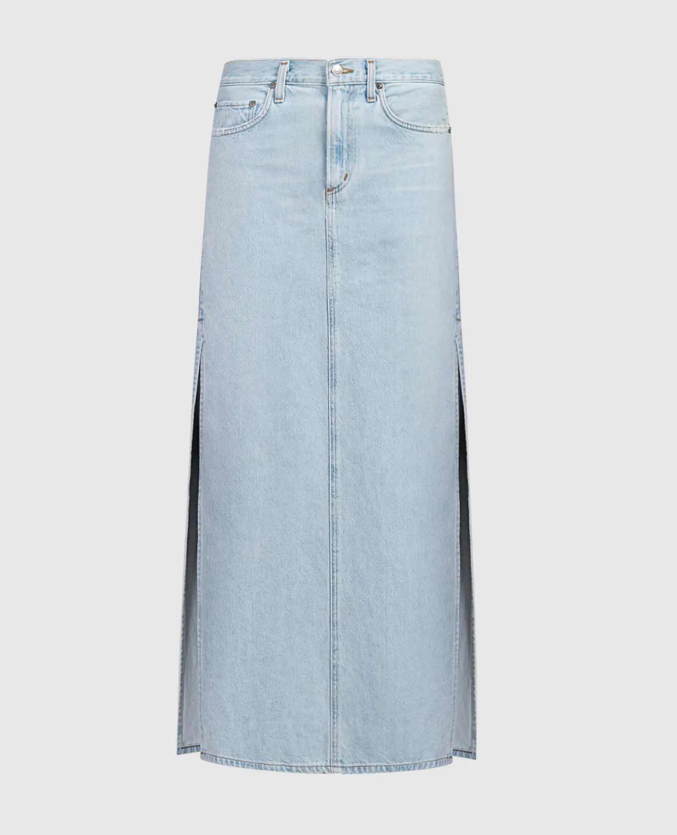 AGOLDE Astrid blue denim skirt with slits