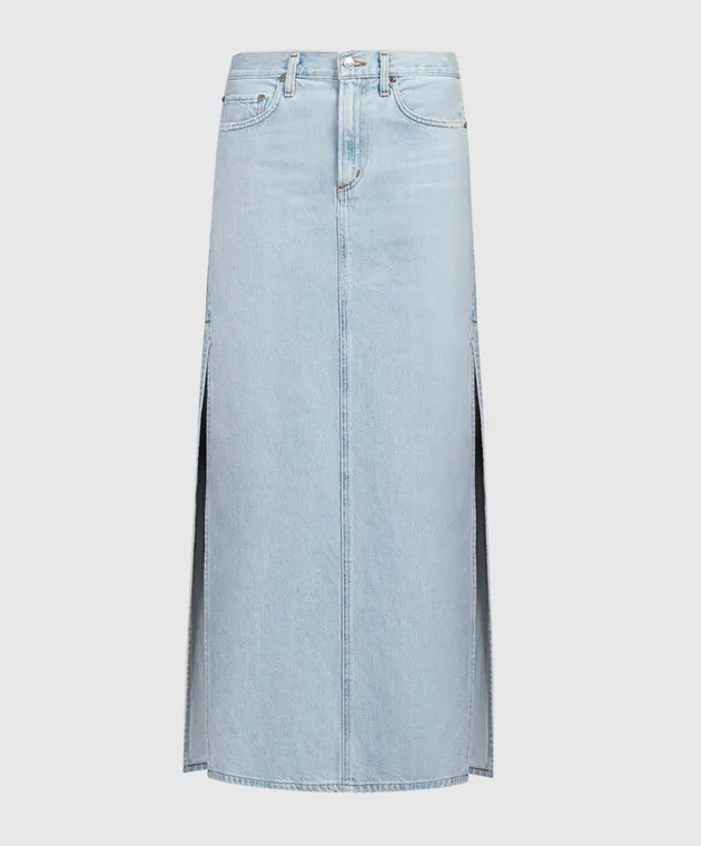 AGOLDE Astrid blue denim skirt with slits