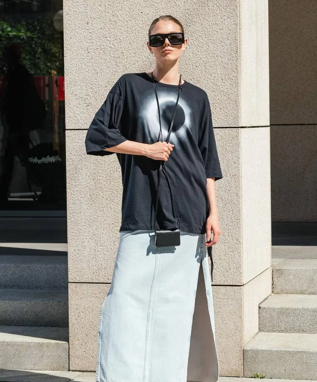 AGOLDE Astrid blue denim skirt with slits