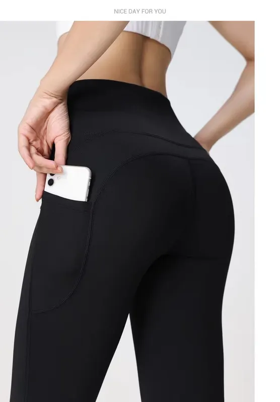 AL9507 Leggings para mujeres Pantalones de yoga noveno con bolsillos Fitness Legging suave de la cintura alta al elevador