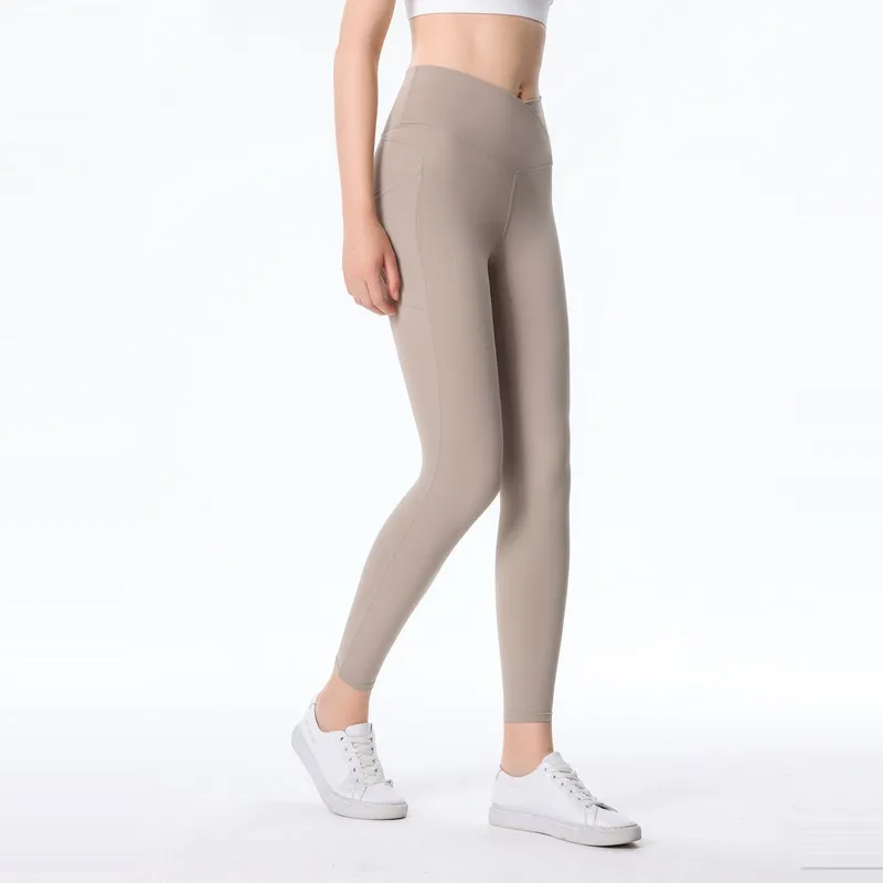 AL9507 Leggings para mujeres Pantalones de yoga noveno con bolsillos Fitness Legging suave de la cintura alta al elevador