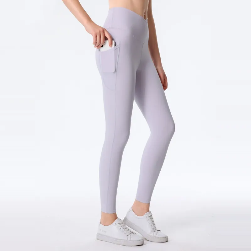 AL9507 Leggings para mujeres Pantalones de yoga noveno con bolsillos Fitness Legging suave de la cintura alta al elevador