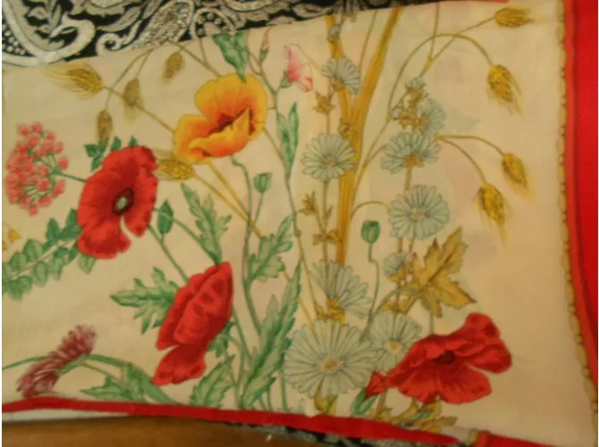 Autre Marque bufanda de amapola roja y tema de país crudo 