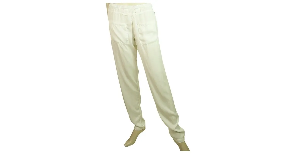 AUTRE MARQUE PANTALONES DE PANTALóN MARIA CALDERARA OFF WHITE ELASTIC WAIST POCKETS  TALLA IT 2 BLANCO 