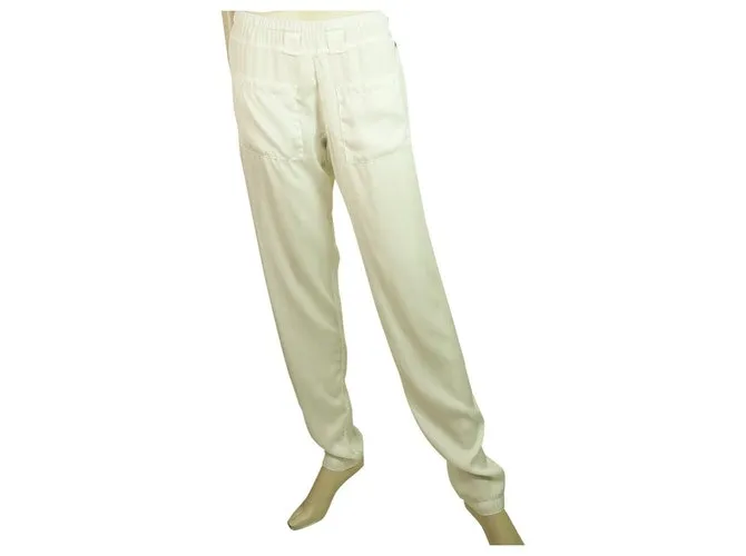 AUTRE MARQUE PANTALONES DE PANTALóN MARIA CALDERARA OFF WHITE ELASTIC WAIST POCKETS  TALLA IT 2 BLANCO 