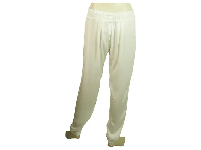 AUTRE MARQUE PANTALONES DE PANTALóN MARIA CALDERARA OFF WHITE ELASTIC WAIST POCKETS  TALLA IT 2 BLANCO 