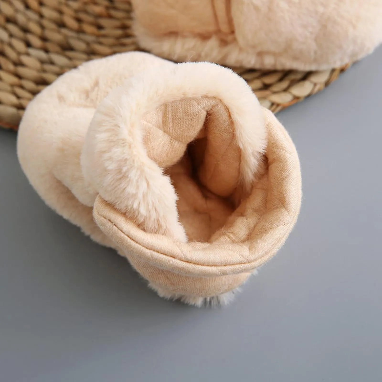BABY CARTOON PLUSH COTTON TODDLER SHOES, BABY BOYS GIRLS ANTISLIP SOFT SOLE WARM WINTER BOOTIES SHOES