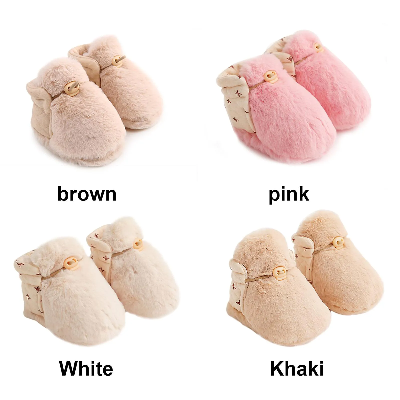 BABY CARTOON PLUSH COTTON TODDLER SHOES, BABY BOYS GIRLS ANTISLIP SOFT SOLE WARM WINTER BOOTIES SHOES