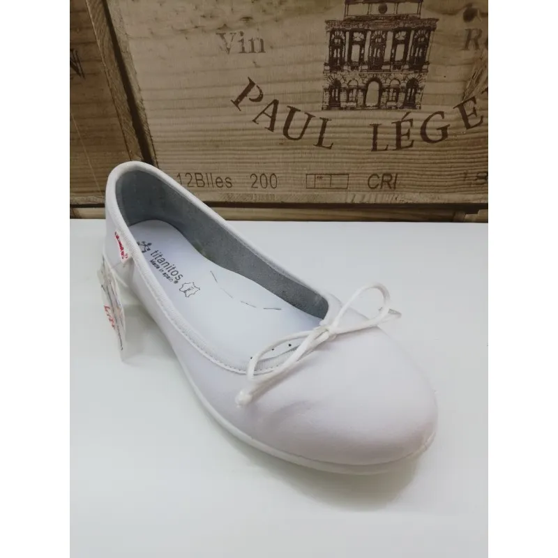 Bailarina De Piel Lavable Blanco TITANITOS 10050