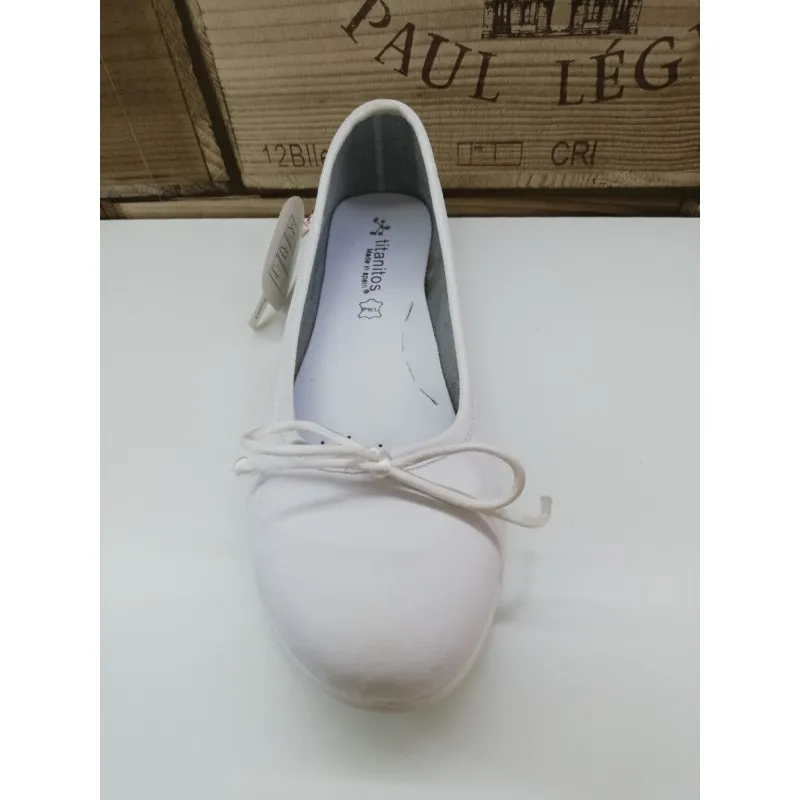 Bailarina De Piel Lavable Blanco TITANITOS 10050