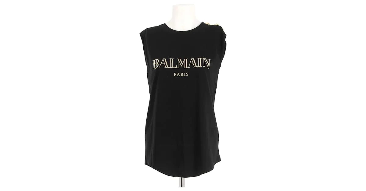 BALMAIN Tops T.fr 38 Algodón Negro 