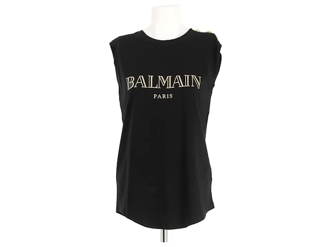 BALMAIN Tops T.fr 38 Algodón Negro 