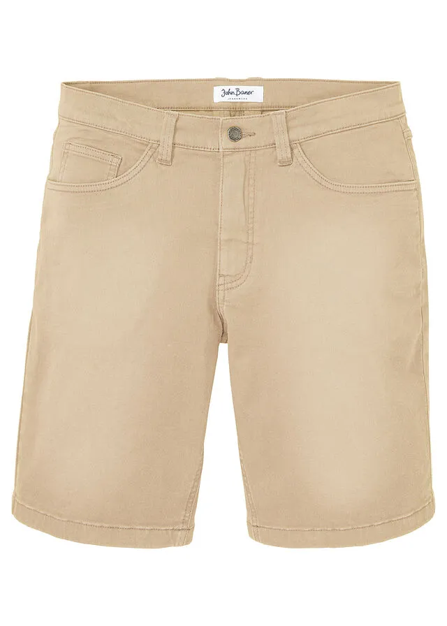 Bermudas elásticas de colores, regular fit Beige nuevo desgastado