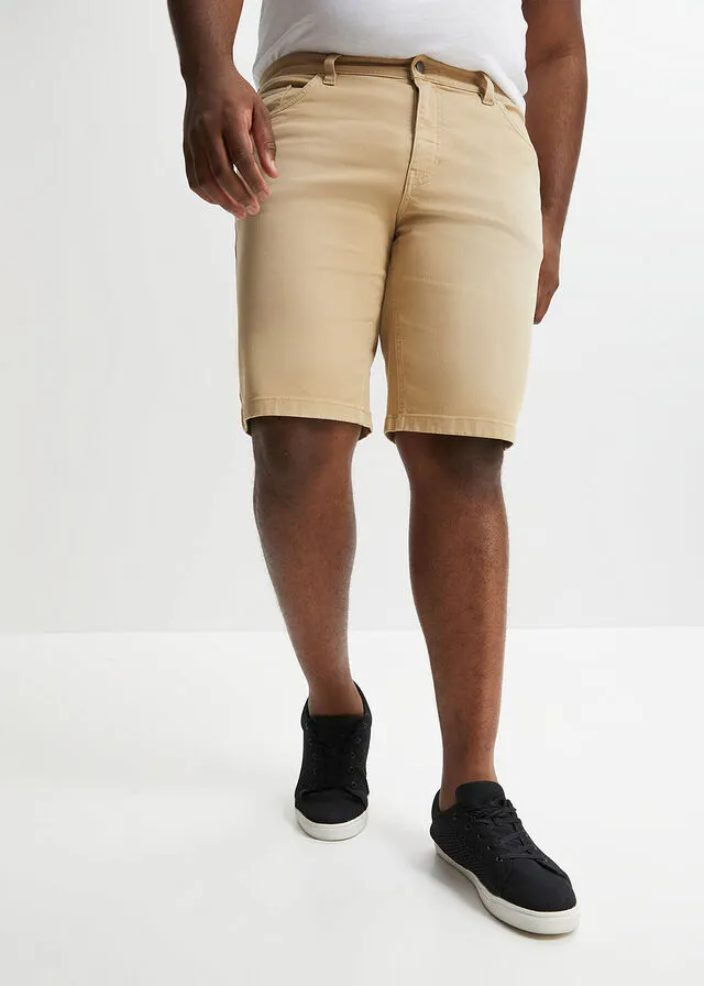 Bermudas elásticas de colores, regular fit Beige nuevo desgastado