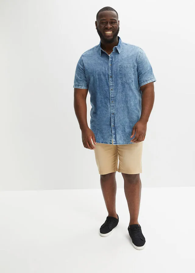 Bermudas elásticas de colores, regular fit Beige nuevo desgastado