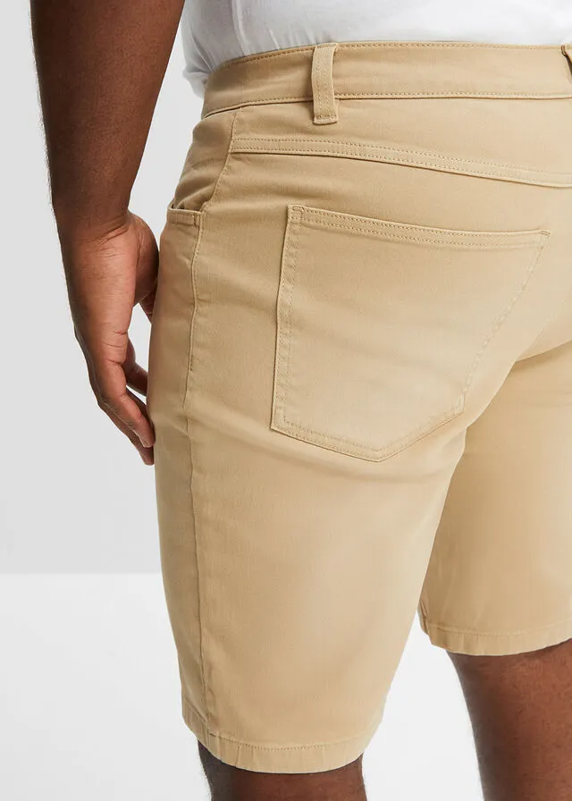 Bermudas elásticas de colores, regular fit Beige nuevo desgastado