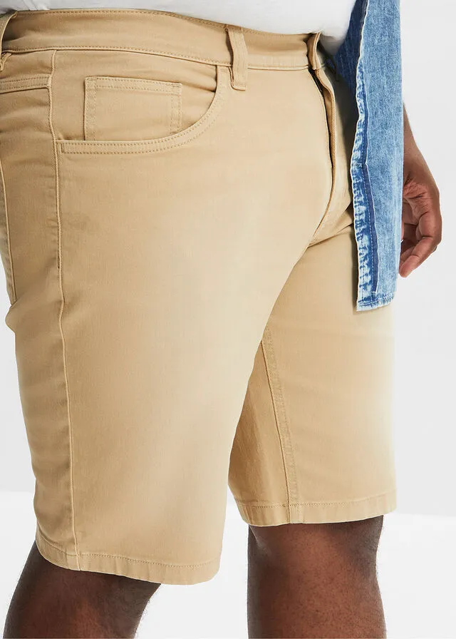 Bermudas elásticas de colores, regular fit Beige nuevo desgastado