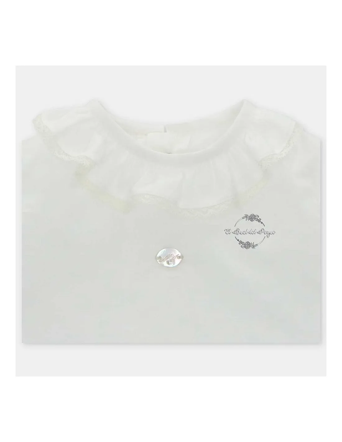 Blusa Tela Bebé Unisex 100% Algodón Martín Aranda Crudo Volante