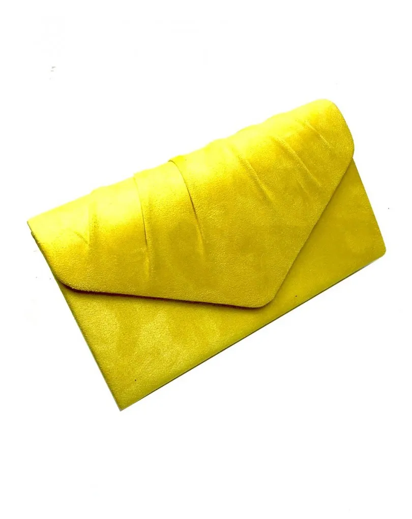 BOLSOS DE FIESTA AMARILLOS TIPO CARTERA SOLAPA PLIEGUE