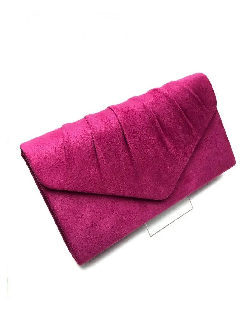 BOLSOS DE FIESTA FUCSIAS TIPO CARTERA SOLAPA PLIEGUE