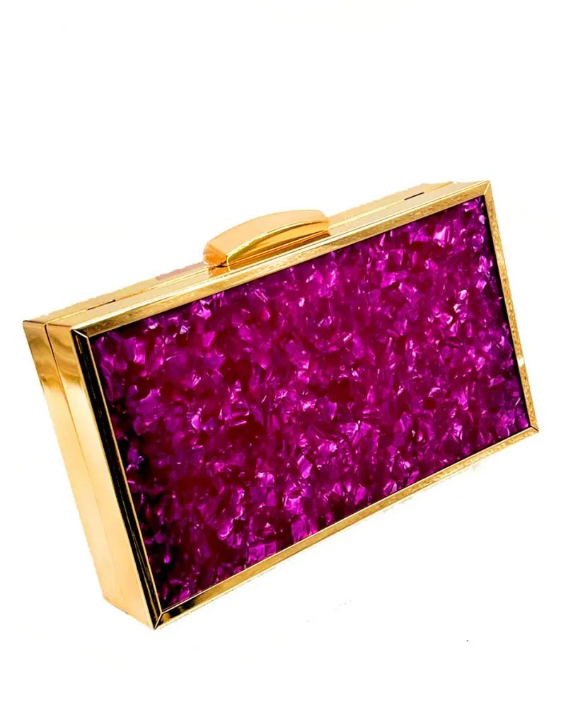 BOLSOS DE FIESTA MORADOS CAJA RIGIDA IMITACION CAREY