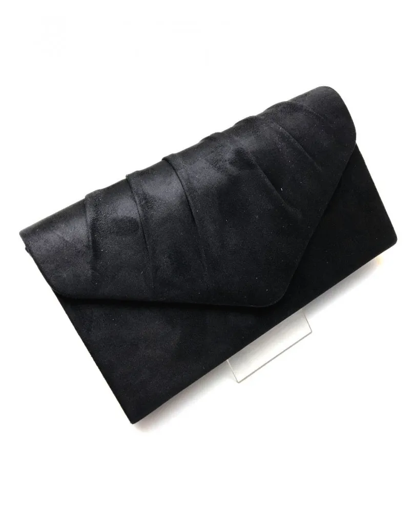 BOLSOS DE FIESTA NEGROS TIPO CARTERA SOLAPA PLIEGUE