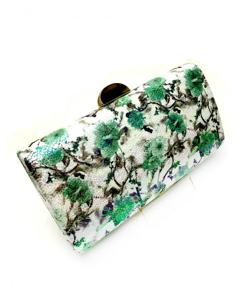 BOLSOS DE FIESTA VERDES DE FLORES ESTAMPADAS VISTOSAS