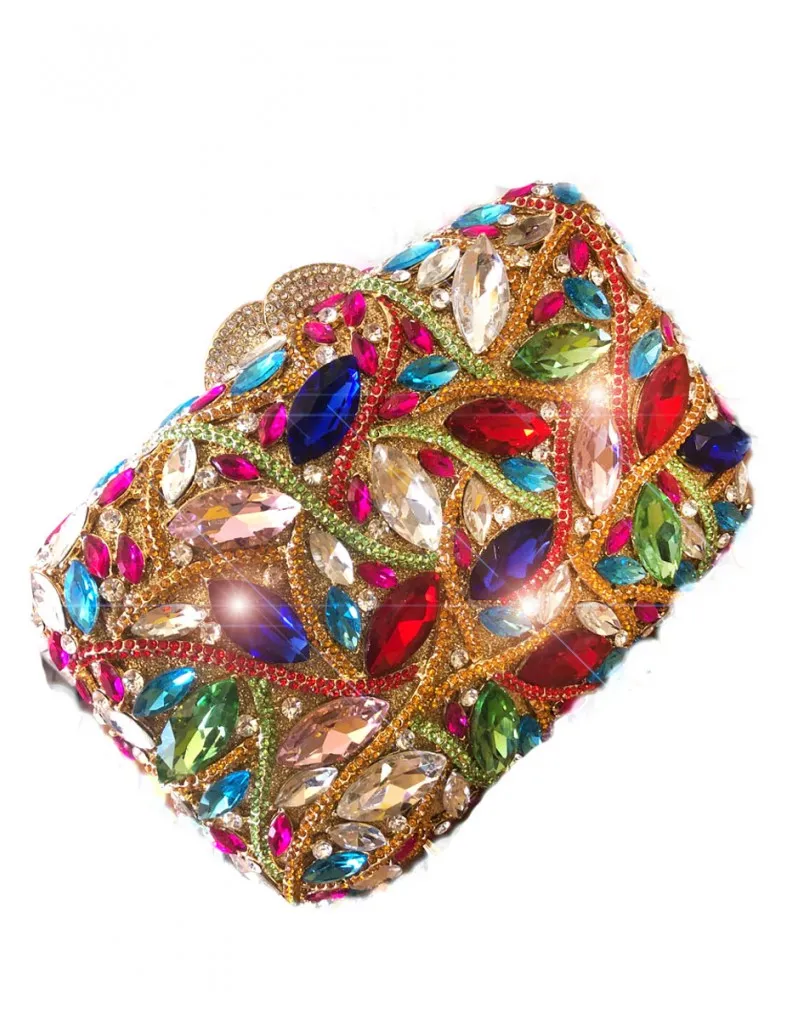 BOLSOS JOYA MULTICOLOR CON PEDRERIA DE CRISTAL FACETADO
