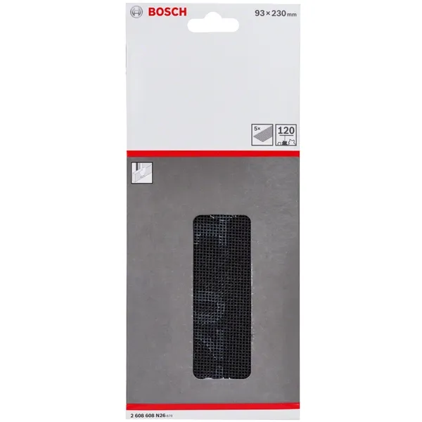 BOSCH  2608608N26  MALLA DE LIJADO, 93X230 MM, GRANO 120, 5 PIEZAS