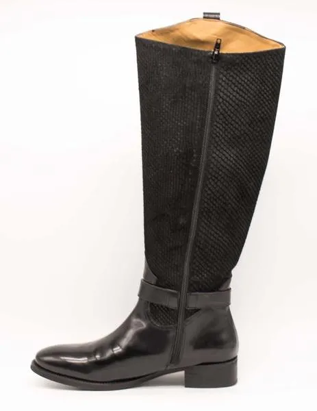 Bota Amberone 5500 Flor negro Piel de mujer
