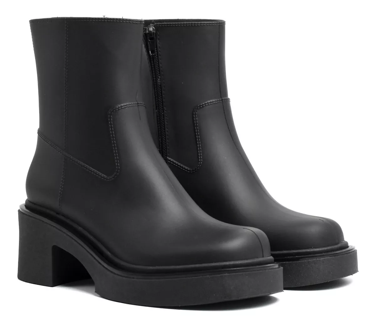 Bota Lluvia Mujer Plataforma Cierre Impermeable Serafinne 09