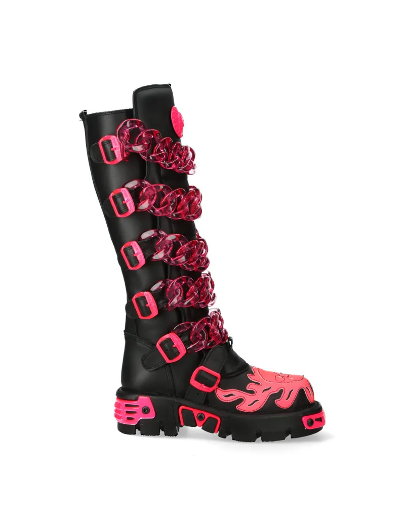 Botas altas plataforma newrock vegan fucsia