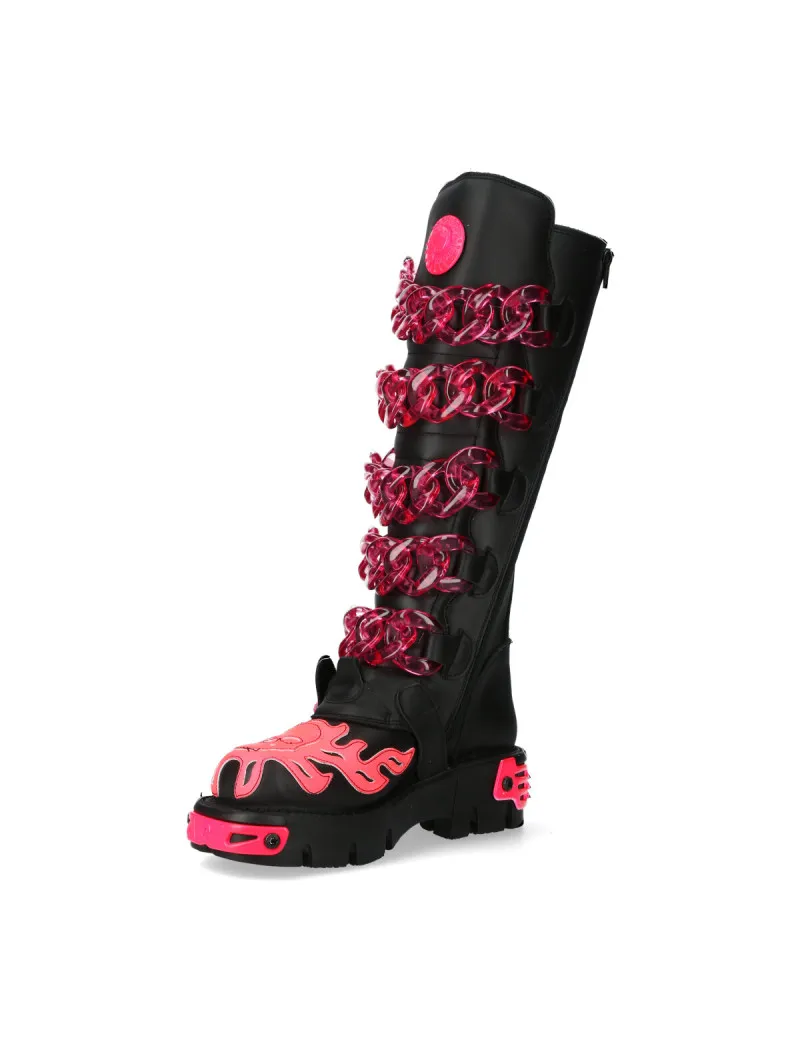 Botas altas plataforma newrock vegan fucsia