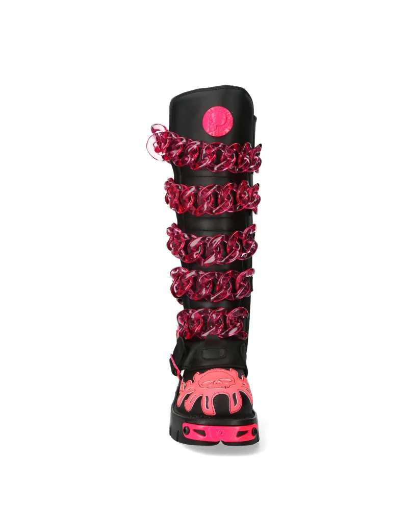 Botas altas plataforma newrock vegan fucsia
