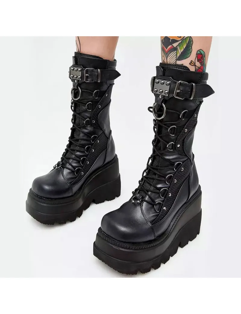 Botas altas plataforma punk negras