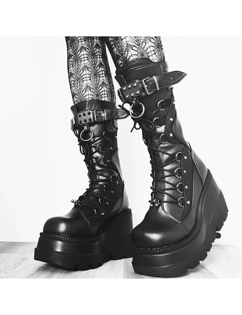 Botas altas plataforma punk negras