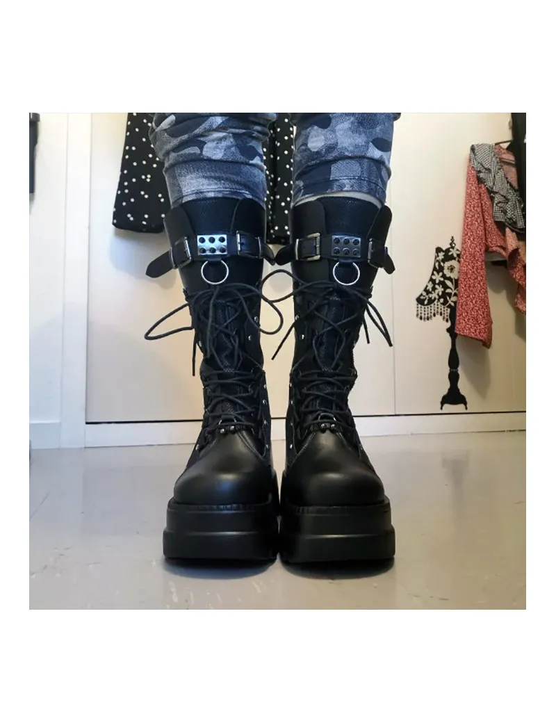 Botas altas plataforma punk negras