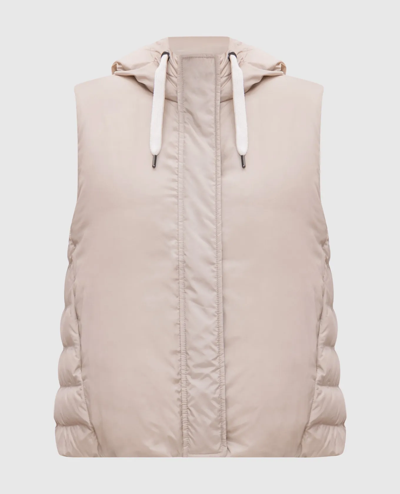 Brunello Cucinelli Beige down vest with monil chain