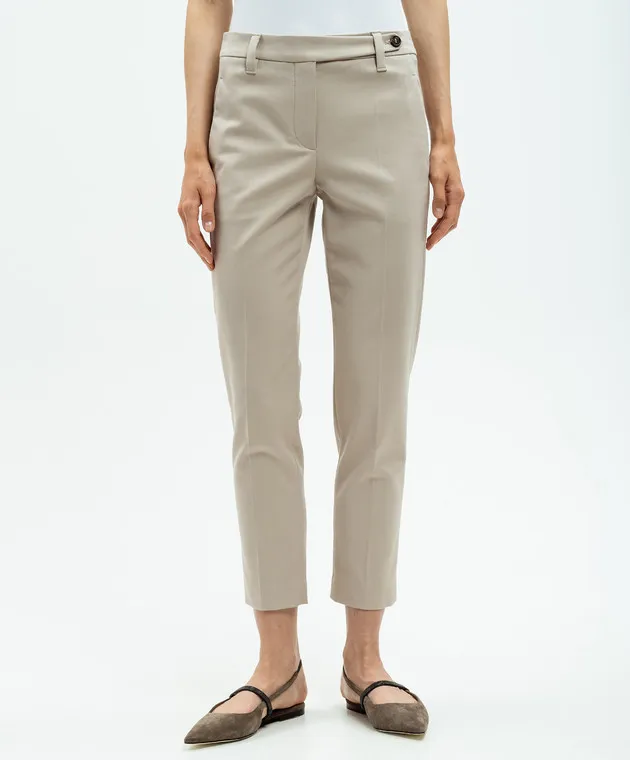 Brunello Cucinelli Beige pants with monil chain