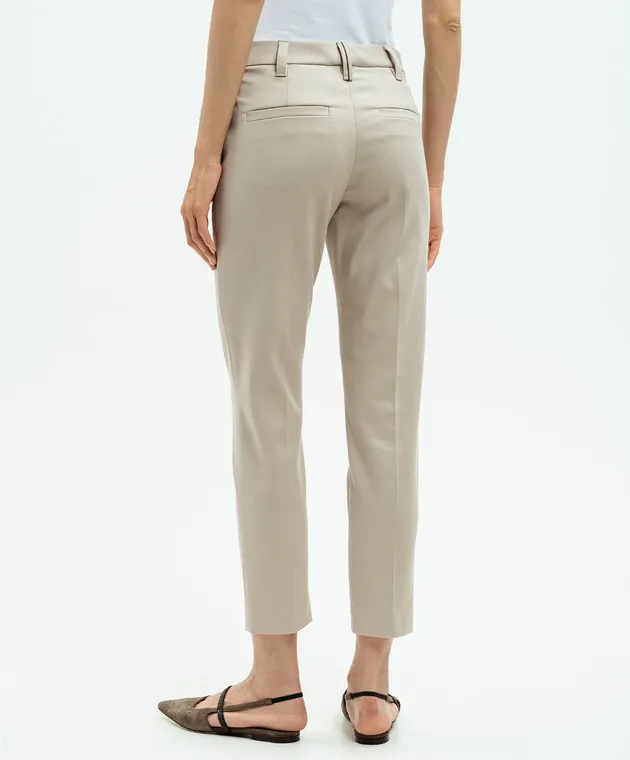 Brunello Cucinelli Beige pants with monil chain
