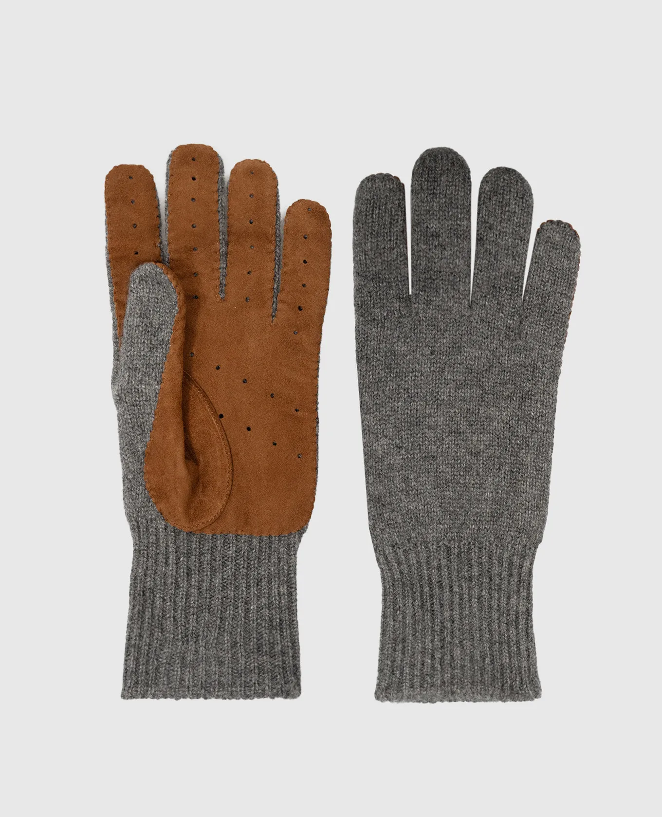 Brunello Cucinelli Gray gloves made of cashmere and suede