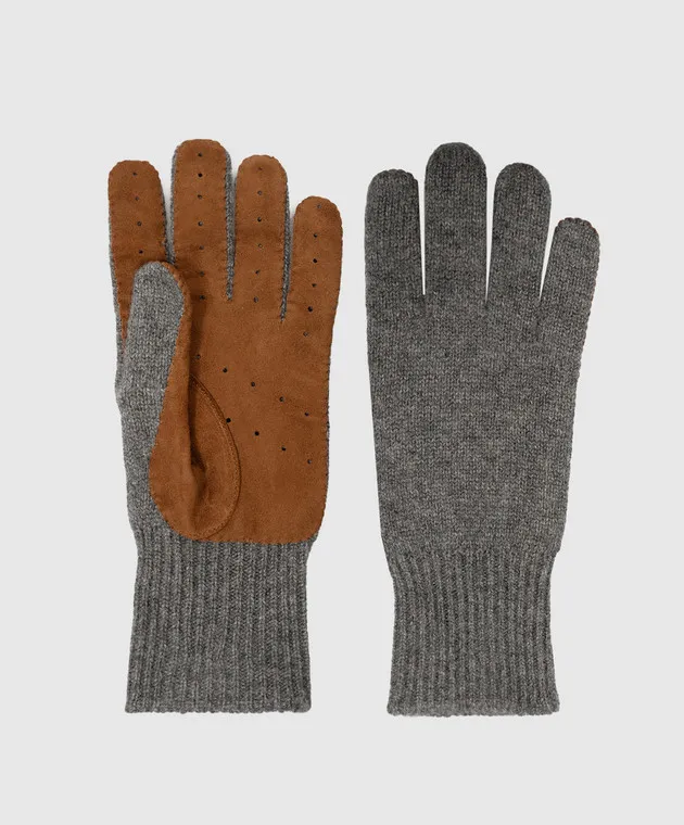 Brunello Cucinelli Gray gloves made of cashmere and suede