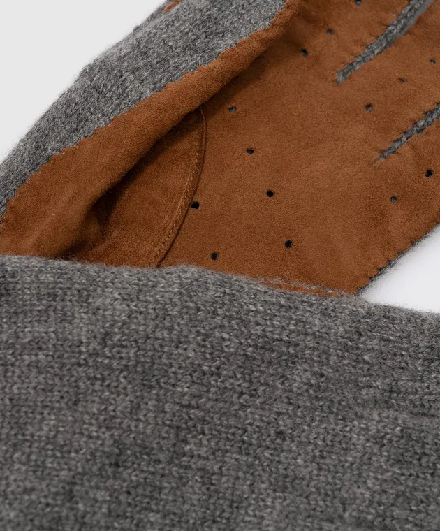 Brunello Cucinelli Gray gloves made of cashmere and suede