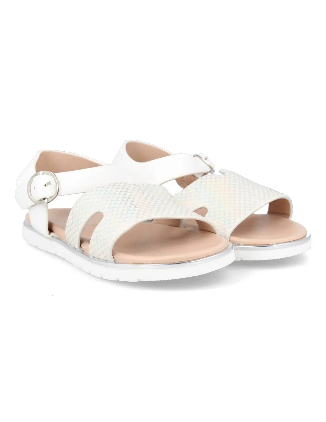 BUBBLE KIDS  SANDALIA GLITTER HEBILLA BLANCO