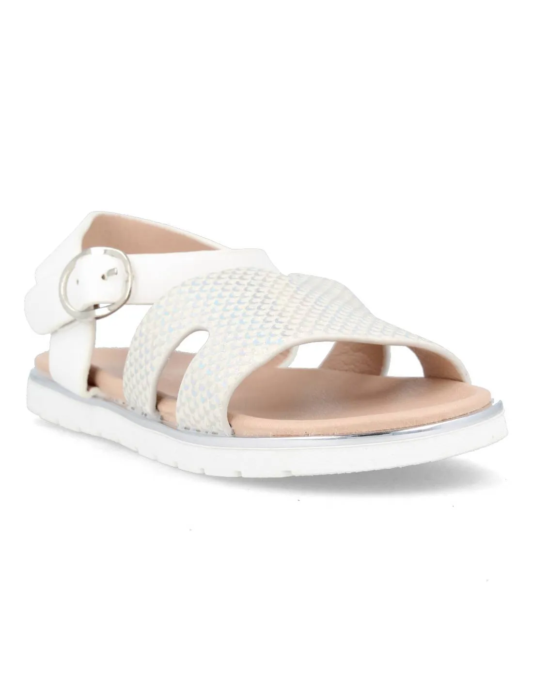 BUBBLE KIDS  SANDALIA GLITTER HEBILLA BLANCO