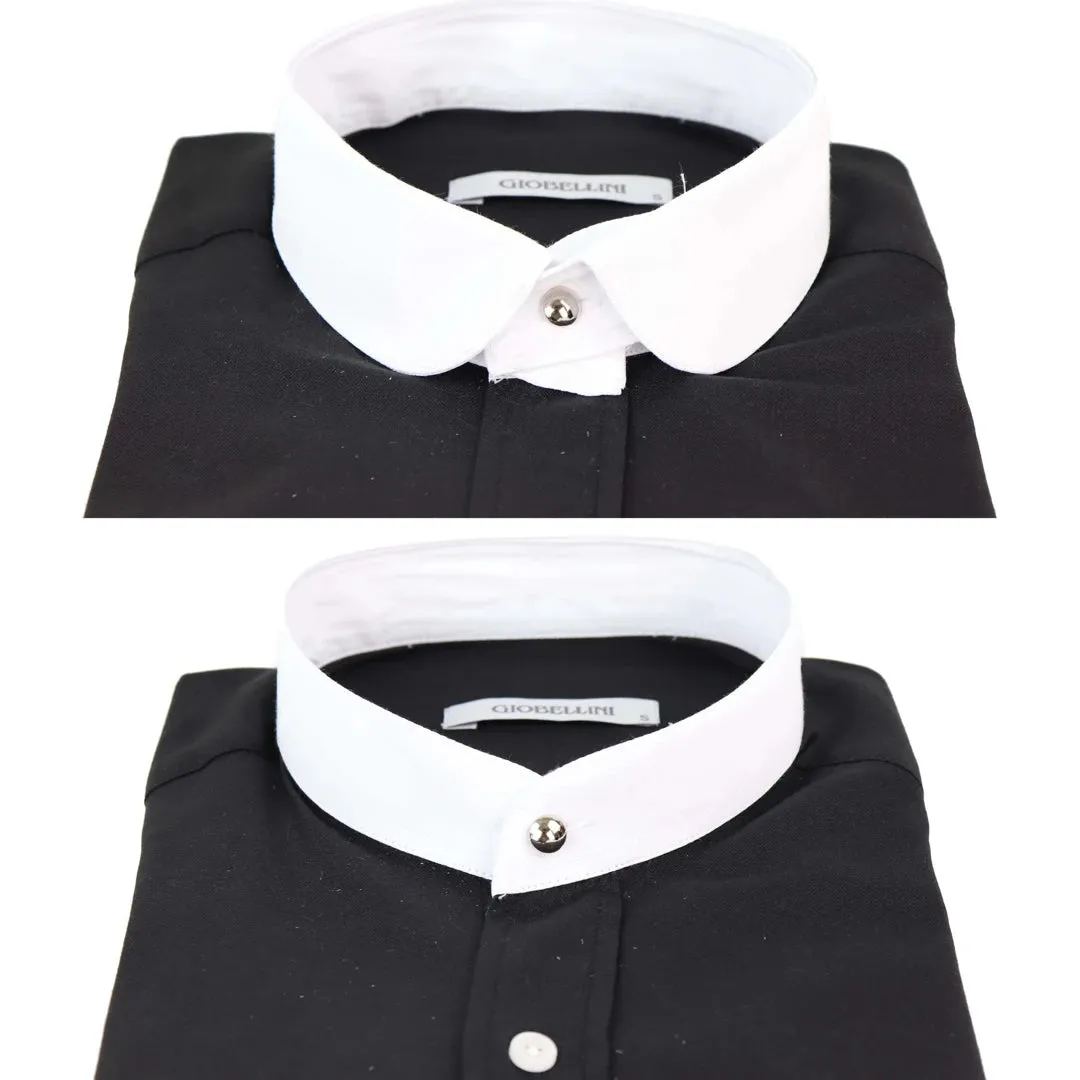 Camisa Blinders con tejido espiga con cuello Nehru extraíble y botón de centavo para hombres