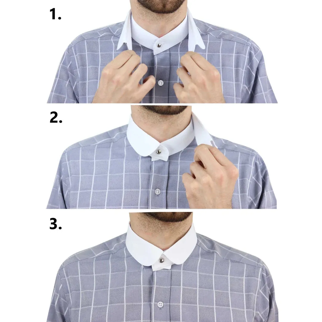 Camisa Blinders con tejido espiga con cuello Nehru extraíble y botón de centavo para hombres