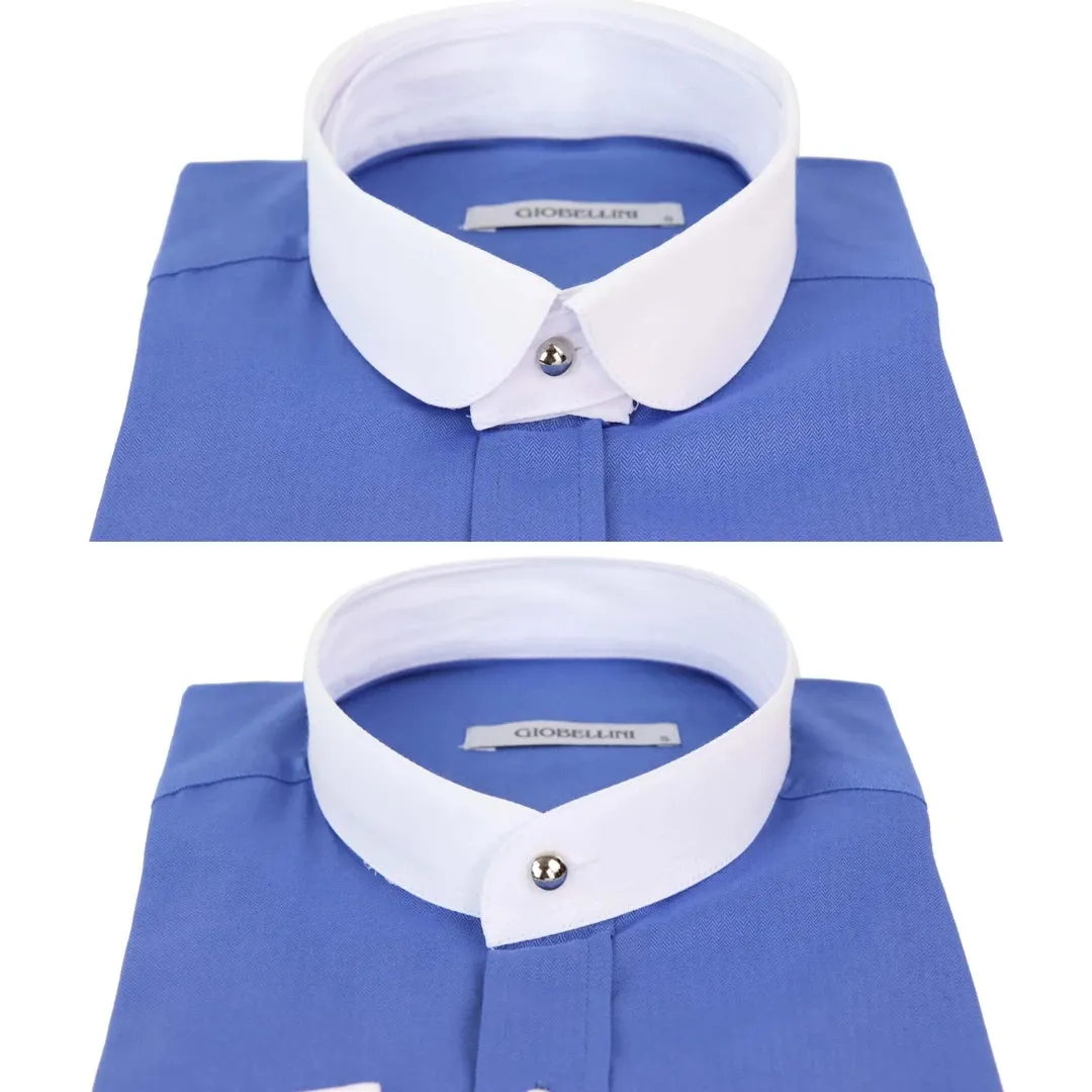 Camisa Blinders con tejido espiga con cuello Nehru extraíble y botón de centavo para hombres