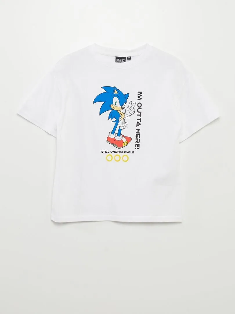 CAMISETA DE MANGA CORTA ESTAMPADA 'SONIC'  BLANCO